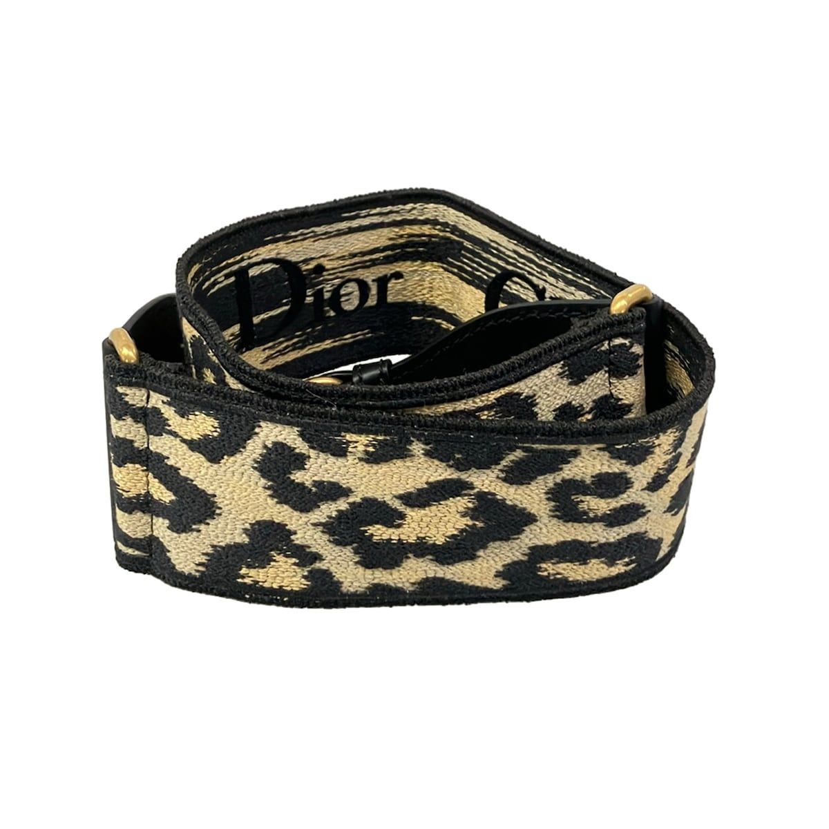 Dior Shoulder Strap Light Blanc Black Leopard Print Embroidery Leather — view 2