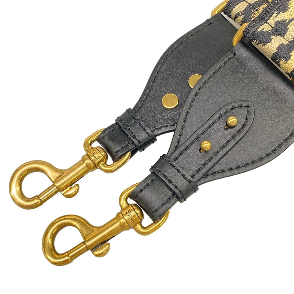 Dior Shoulder Strap Light Blanc Black Leopard Print Embroidery Leather — view 4