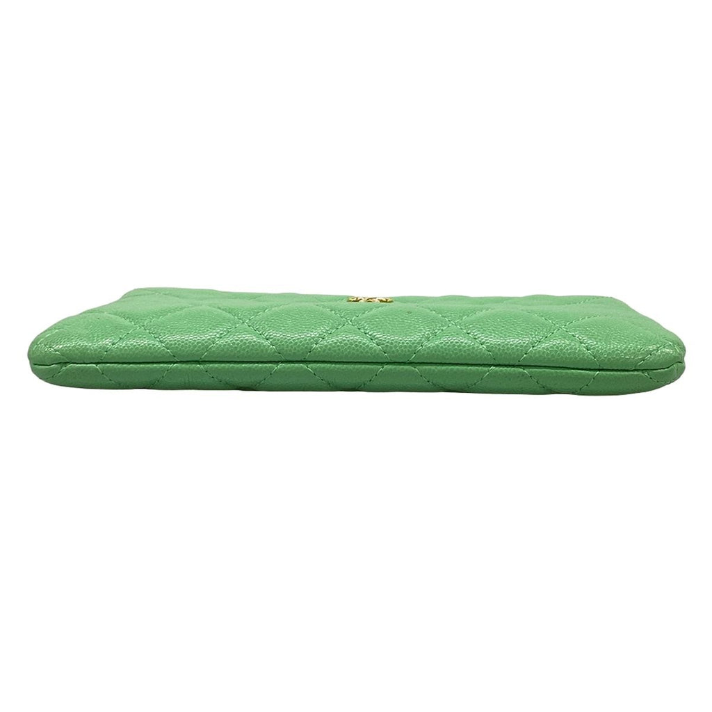 Chanel Pouch Quilted Light Green CC Logo Gold — view 3