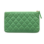 Chanel Pouch Quilted Light Green CC Logo Gold — view 2