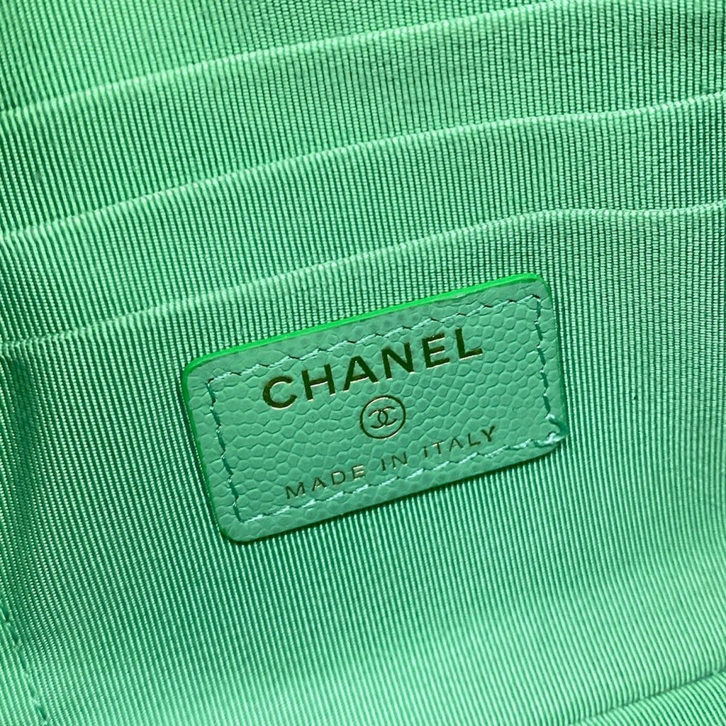 Chanel Pouch Quilted Light Green CC Logo Gold — view 5