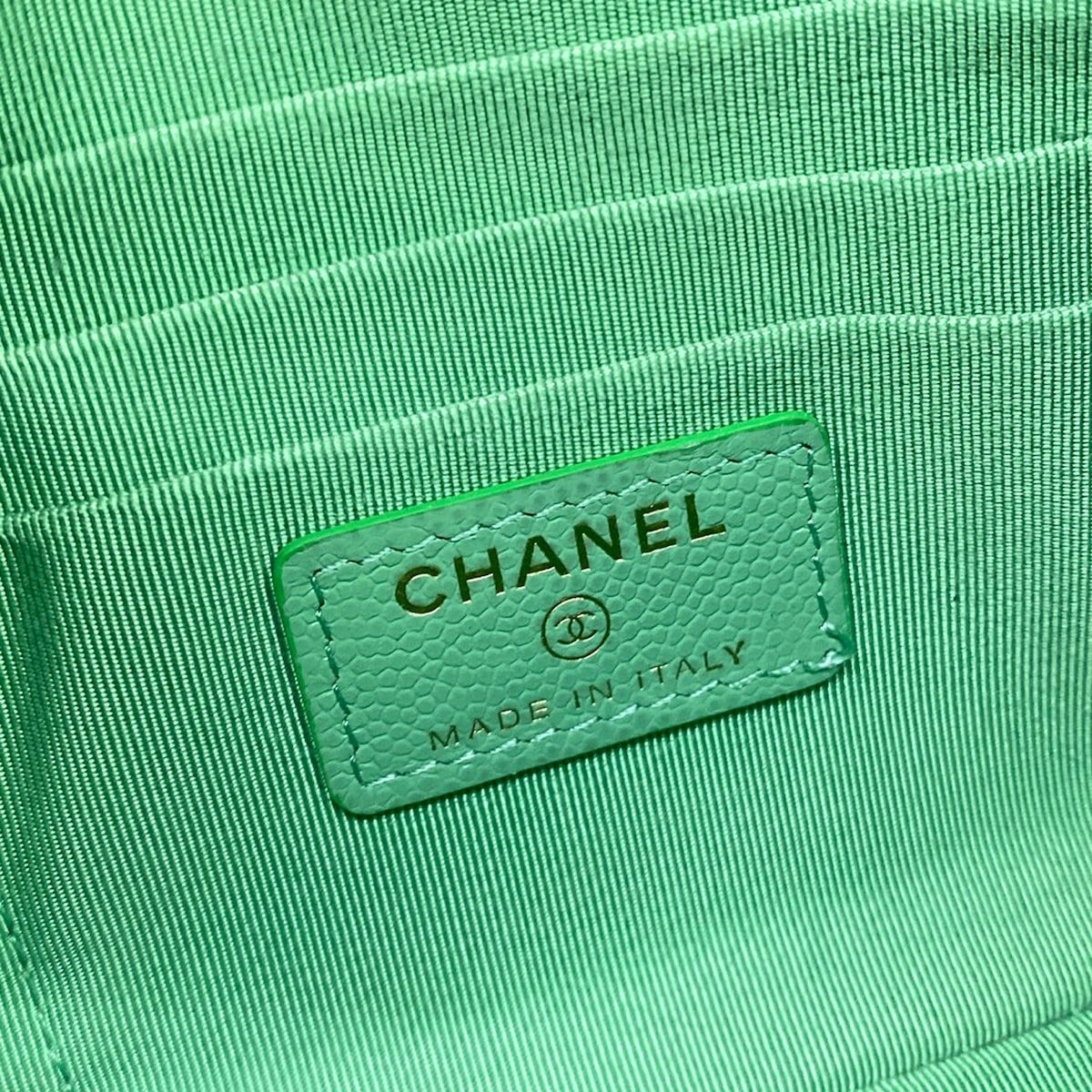 Chanel Pouch Quilted Light Green CC Logo Gold — view 5