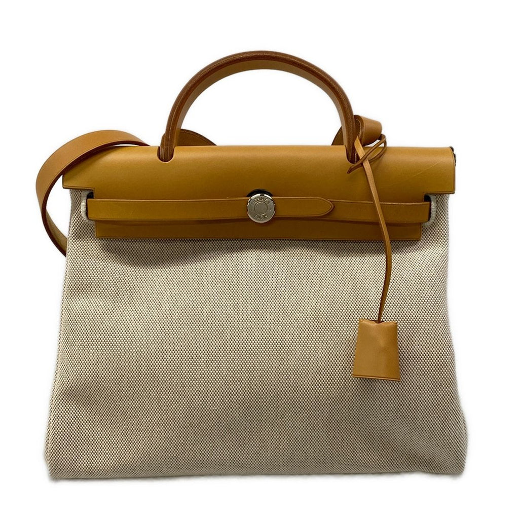 Hermes Handbag Herbag PM Beige Brown Gold