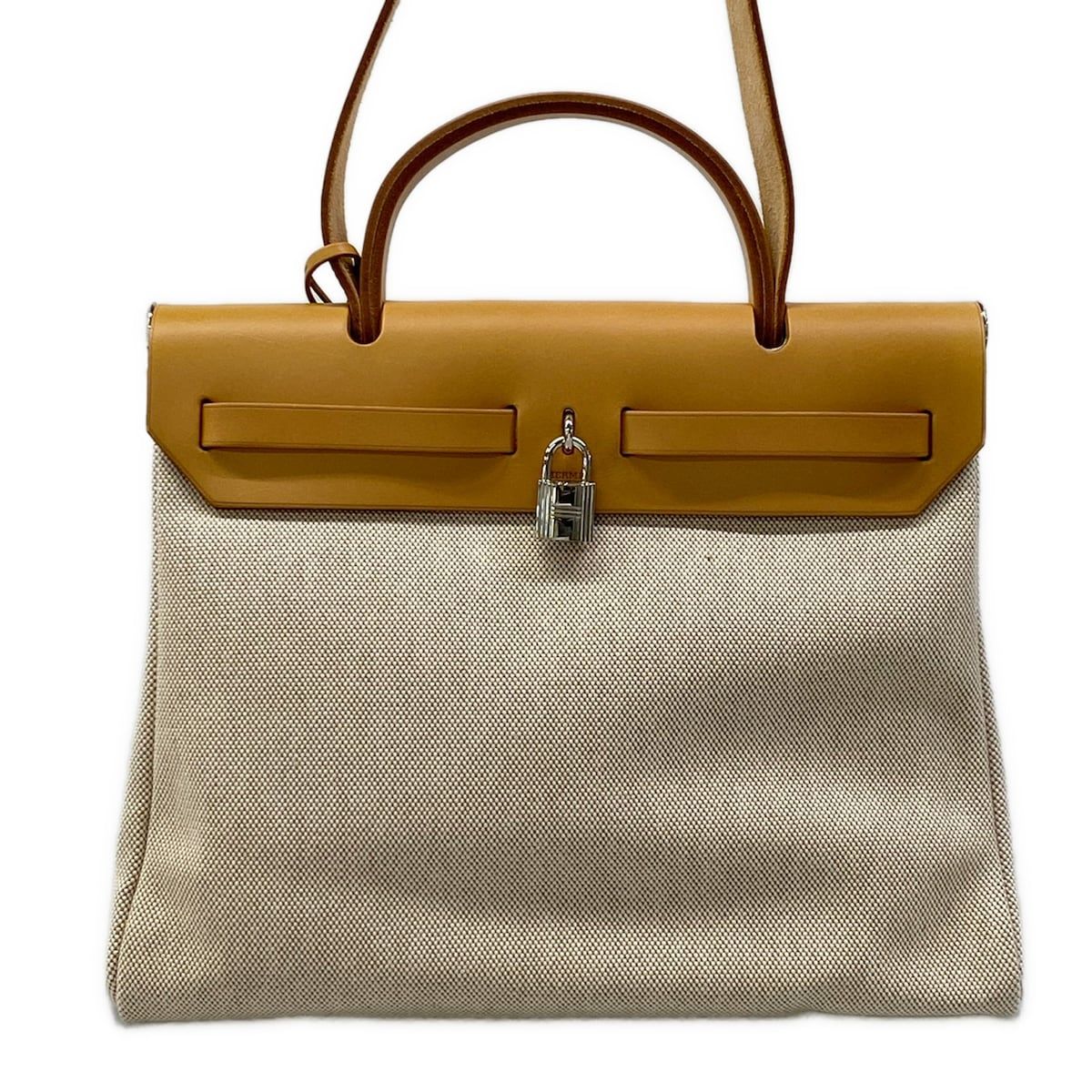 Hermes Handbag Herbag PM Beige Brown Gold — view 3