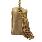 Chanel Shoulder Bag Beige Fringe Tassel CC Logo Boutique Chain Lambskin — view 2