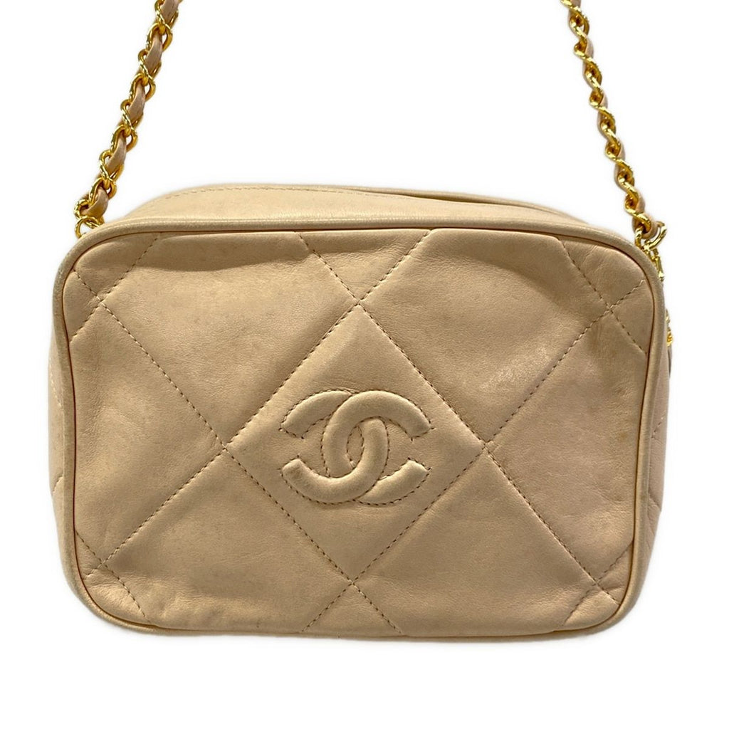 Chanel Shoulder Bag Beige Fringe Tassel CC Logo Boutique Chain Lambskin — view 3