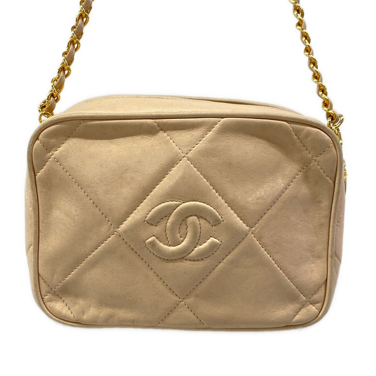Chanel Shoulder Bag Beige Fringe Tassel CC Logo Boutique Chain Lambskin — view 3