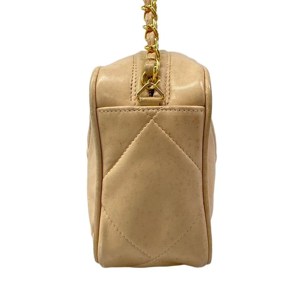 Chanel Shoulder Bag Beige Fringe Tassel CC Logo Boutique Chain Lambskin — view 4