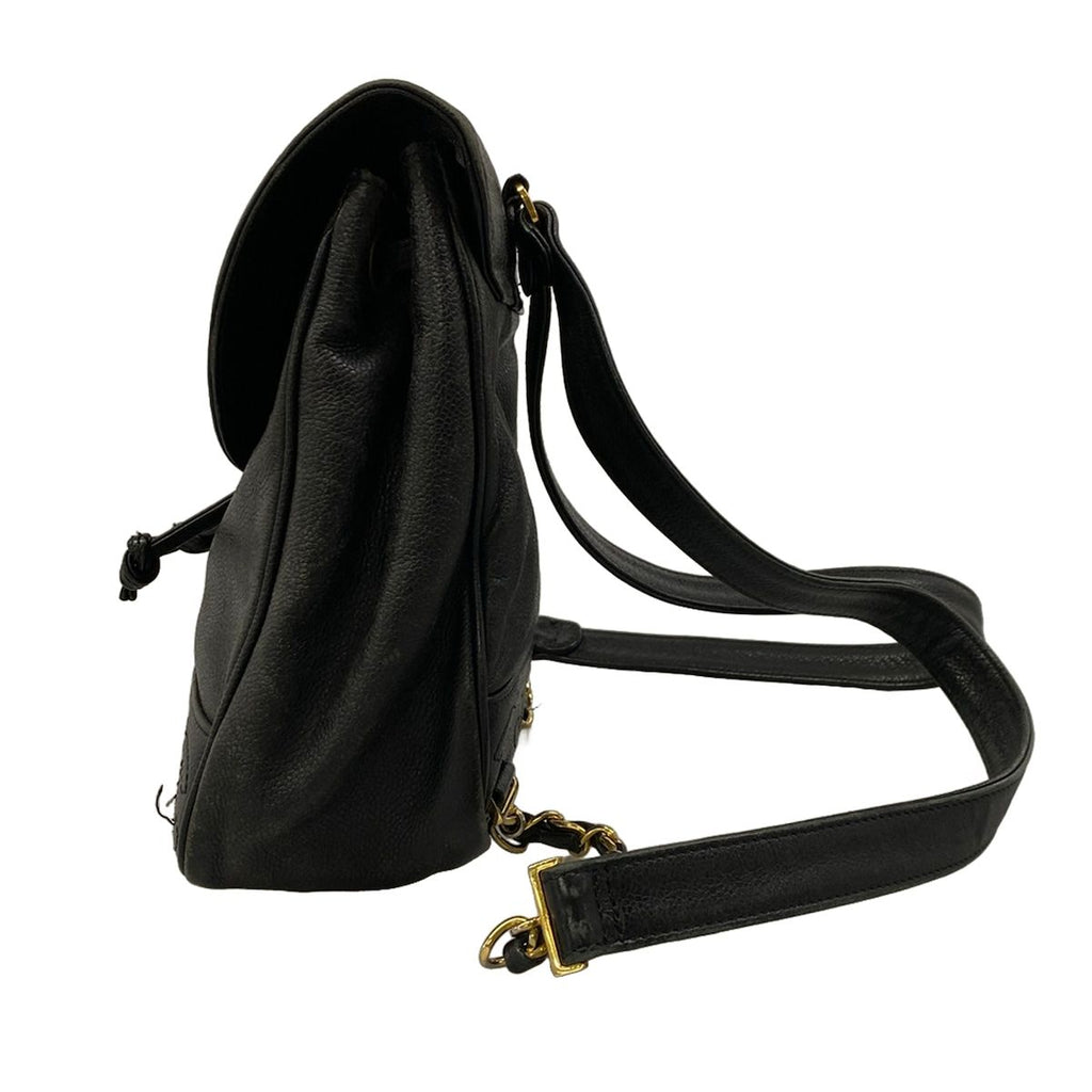 Chanel Backpack Triple Coco Black Chain Shoulder Gold CC Logo — view 4
