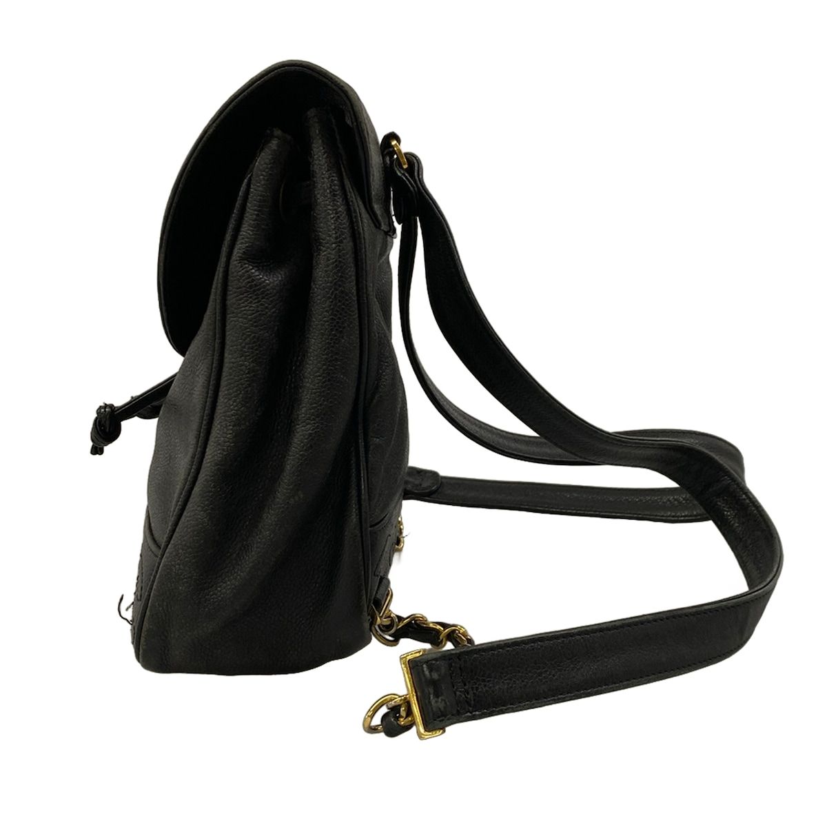 Chanel Backpack Triple Coco Black Chain Shoulder Gold CC Logo — view 4
