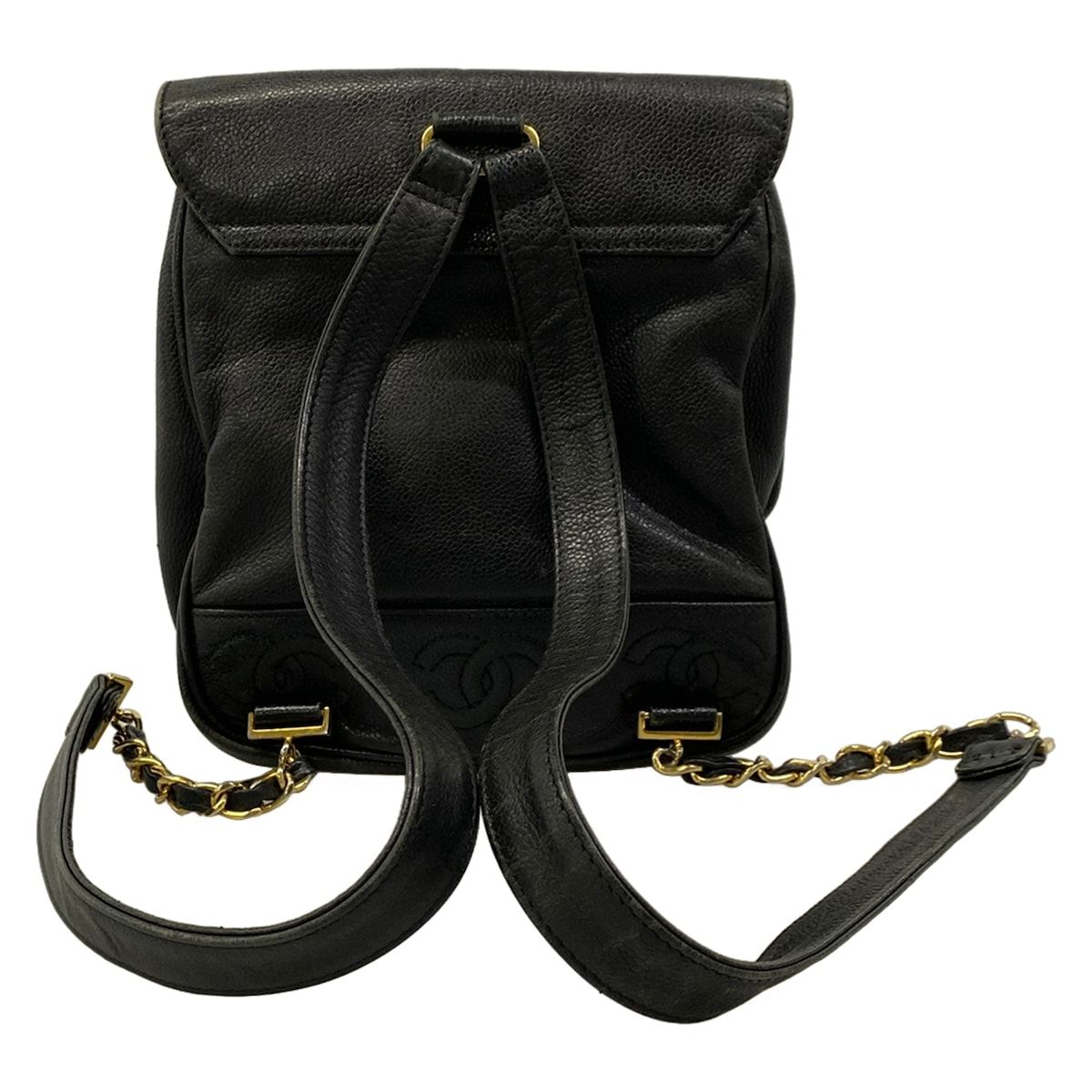 Chanel Backpack Triple Coco Black Chain Shoulder Gold CC Logo — view 3