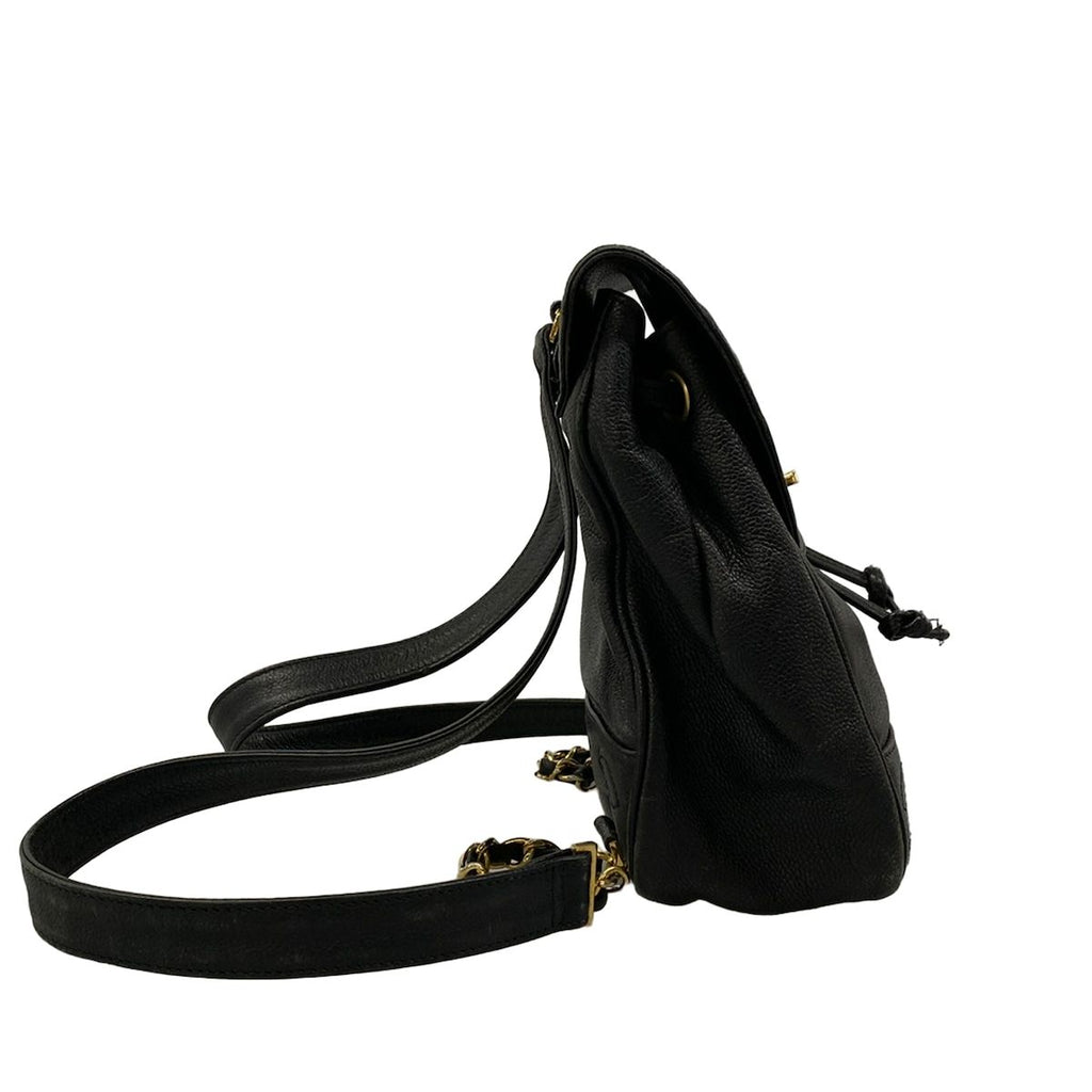 Chanel Backpack Triple Coco Black Chain Shoulder Gold CC Logo — view 2