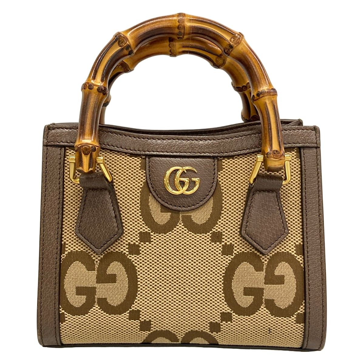 Gucci Tote Diana Mini Dark Brown Beige Leather
