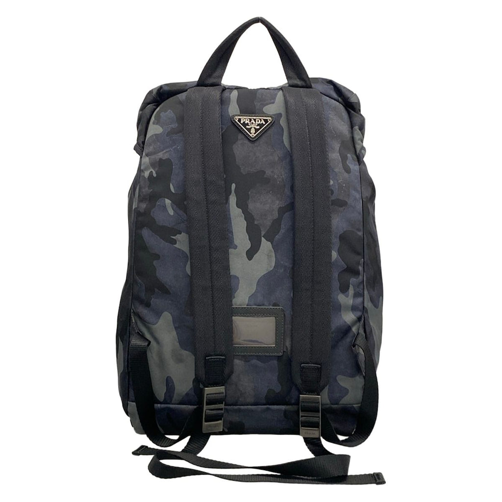 Prada Backpack Dark Navy Gray Multi Leather Tag Camouflage Pattern — view 3