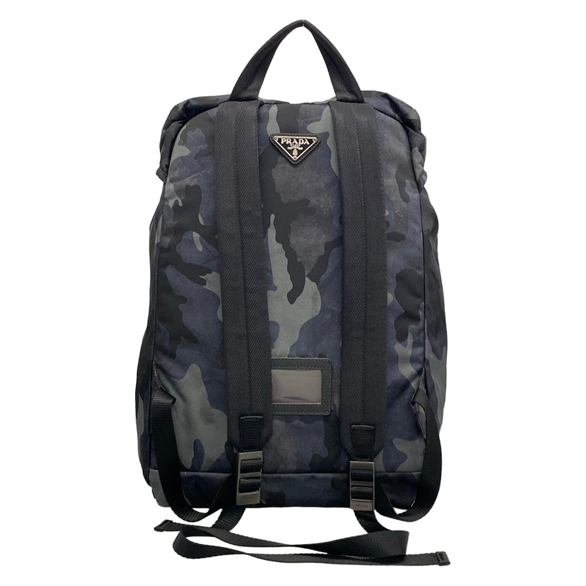 Prada Backpack Dark Navy Gray Multi Leather Tag Camouflage Pattern — view 3