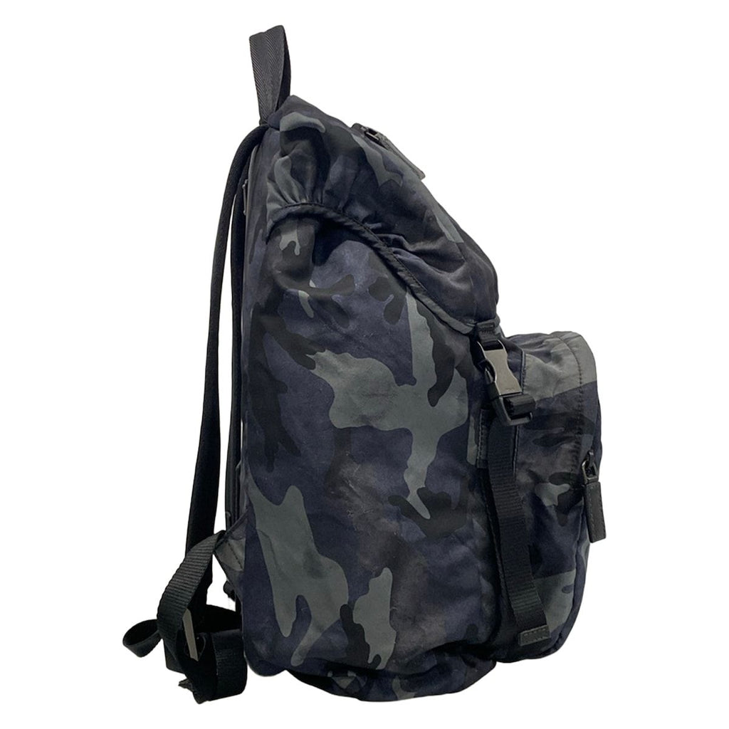 Prada Backpack Dark Navy Gray Multi Leather Tag Camouflage Pattern — view 2