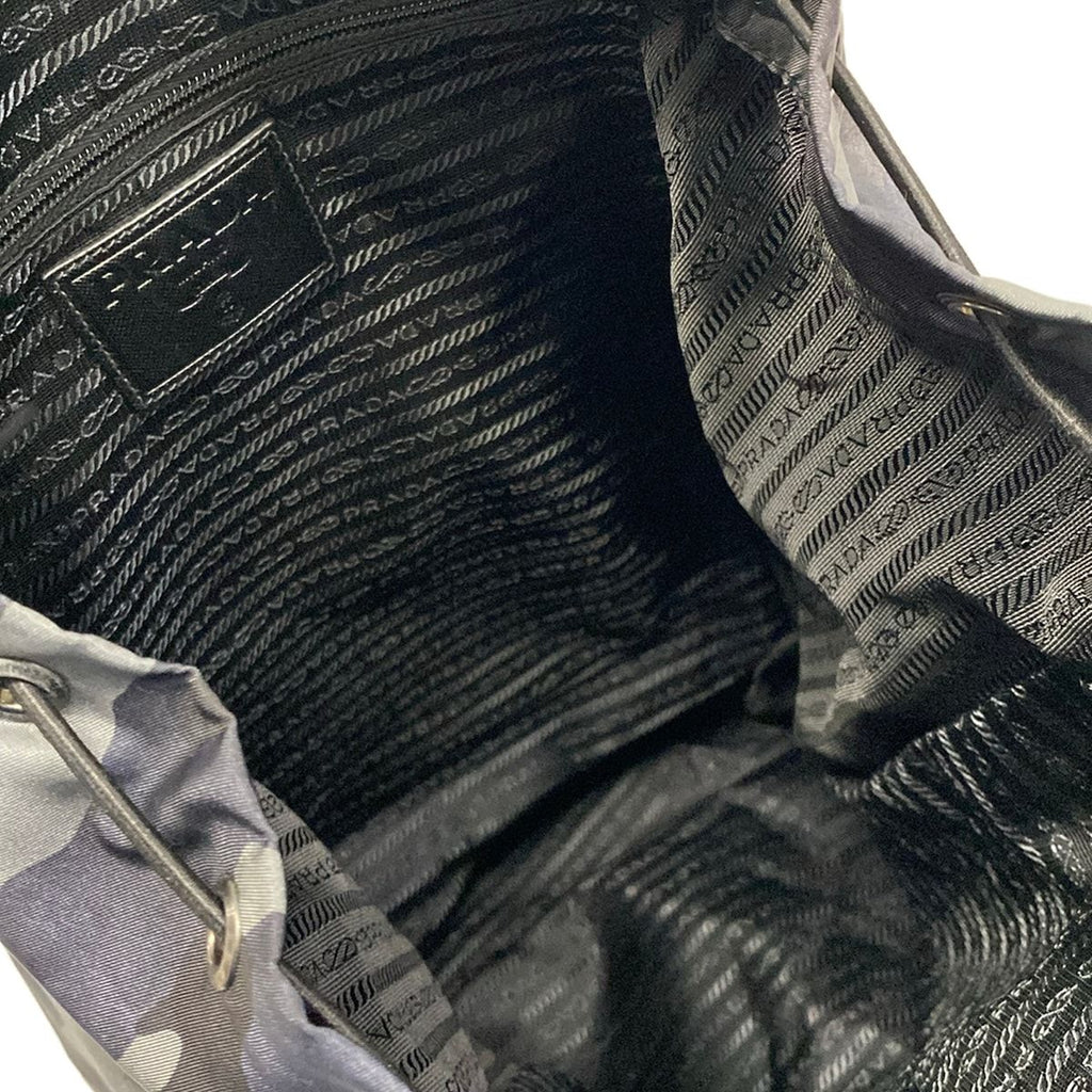 Prada Backpack Dark Navy Gray Multi Leather Tag Camouflage Pattern — view 7