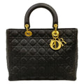 Dior Handbag Lady Large Bag Black Lambskin