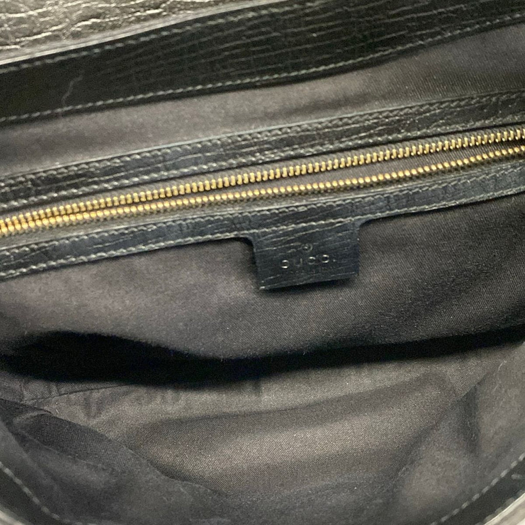 Gucci Shoulder Bag Horsebit Sherry GG Pattern Black Leather — view 7