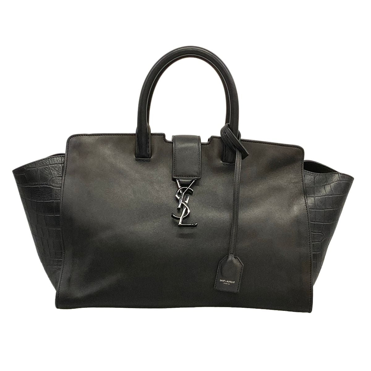 Saint Laurent Paris Handbag Downtown Cabas Black Embossed Leather