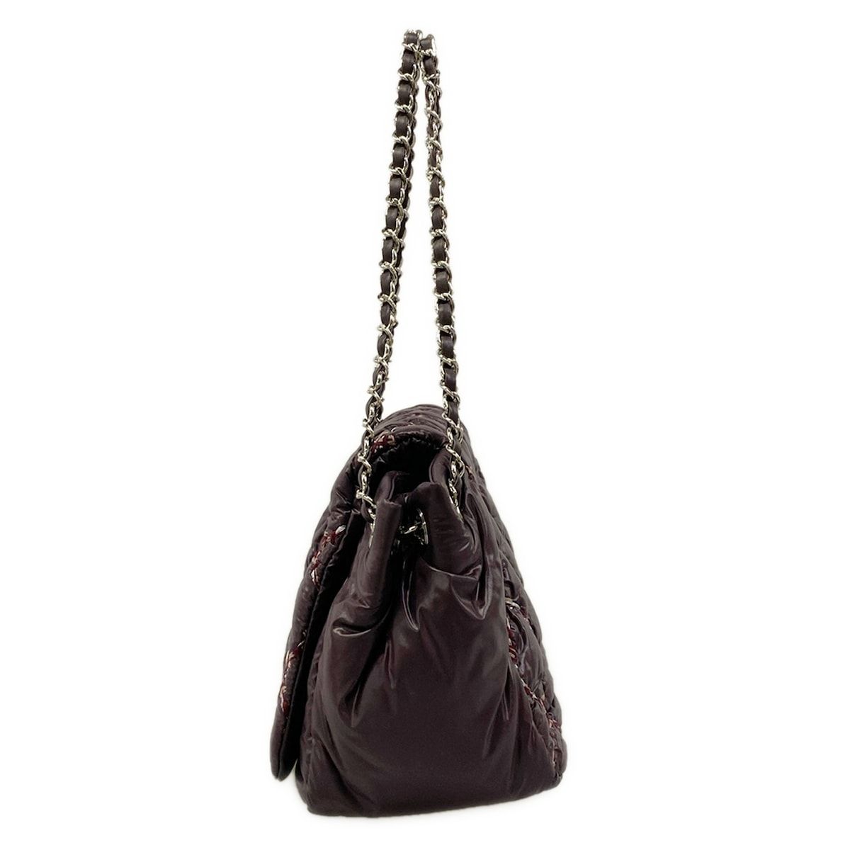 Chanel Shoulder Bag Parisian Purple Beige Silver Chain Leather — view 4