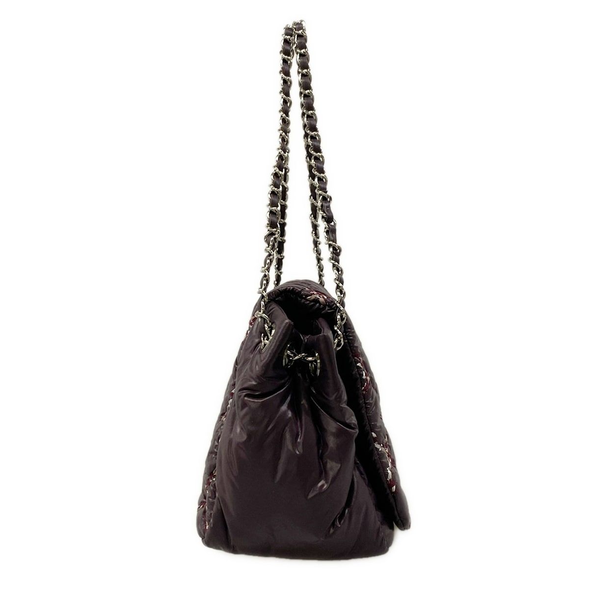 Chanel Shoulder Bag Parisian Purple Beige Silver Chain Leather — view 2