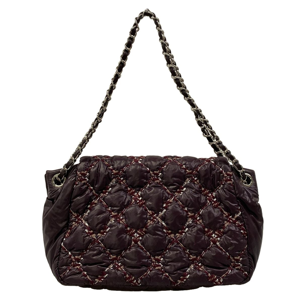 Chanel Shoulder Bag Parisian Purple Beige Silver Chain Leather — view 3