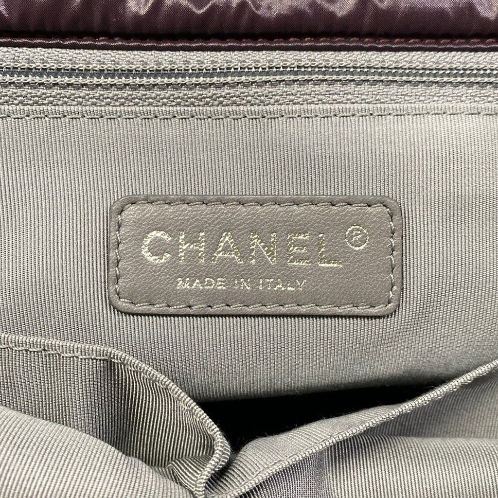 Chanel Shoulder Bag Parisian Purple Beige Silver Chain Leather — view 9