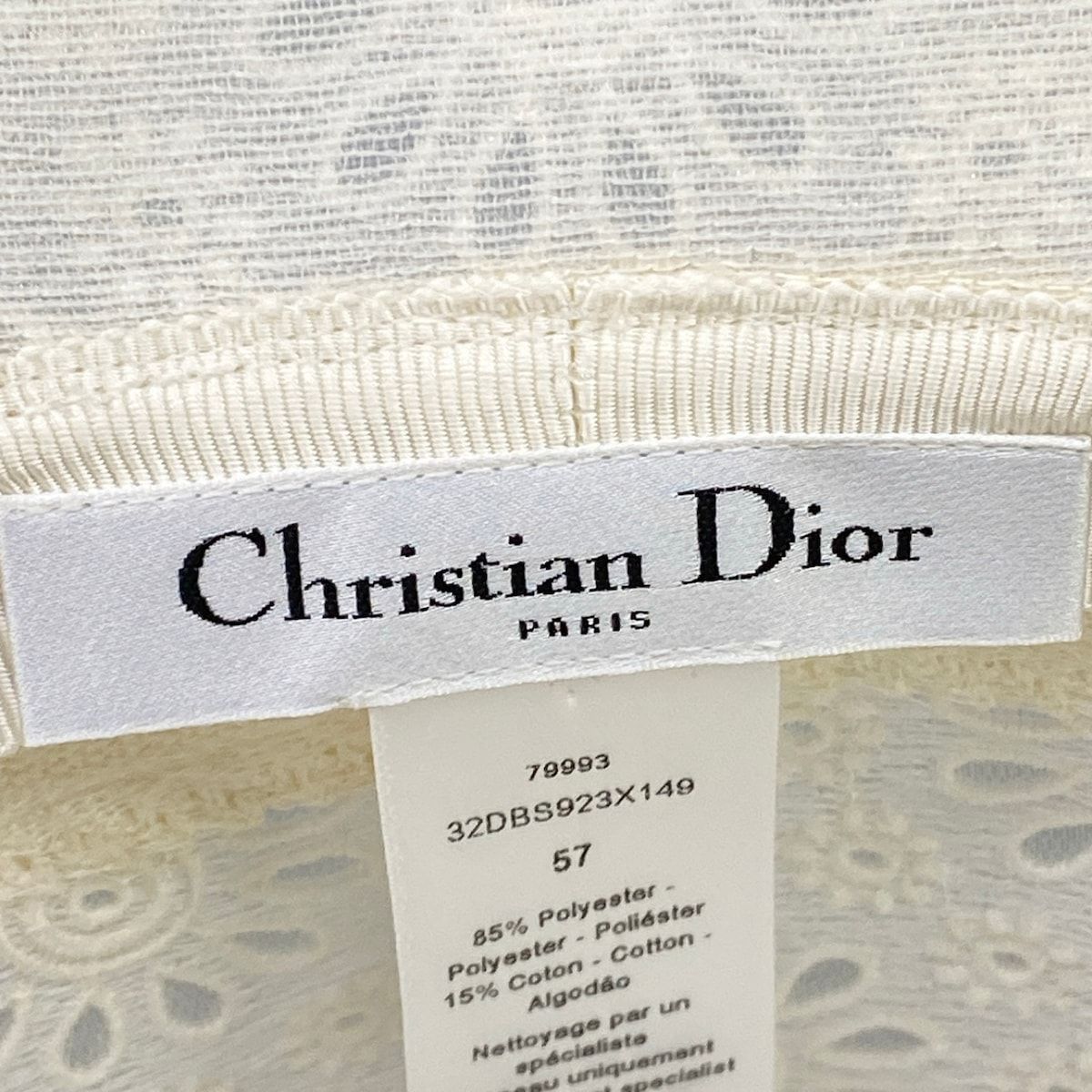 Dior Hat 57 D-bobby Bob Hat D-lace Ivory Lace Cotton — view 5