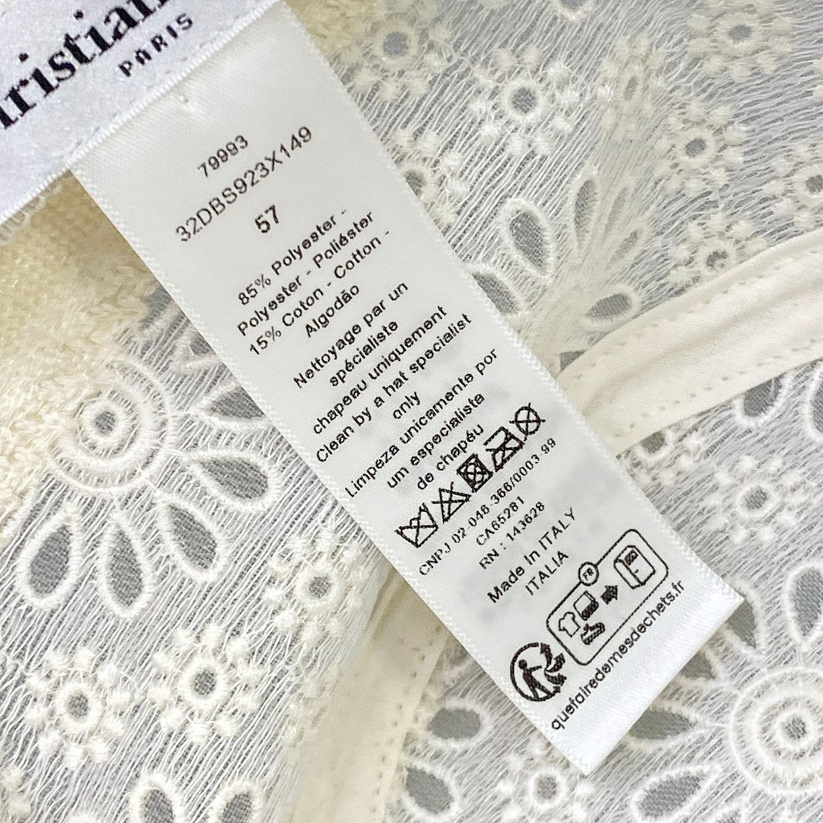 Dior Hat 57 D-bobby Bob Hat D-lace Ivory Lace Cotton — view 6
