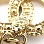 Chanel Earrings CC Logo Gold White Clear — view 5
