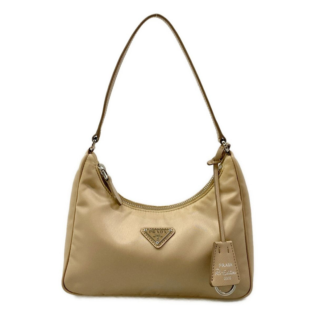 Prada Handbag Beige Re Edition Leather