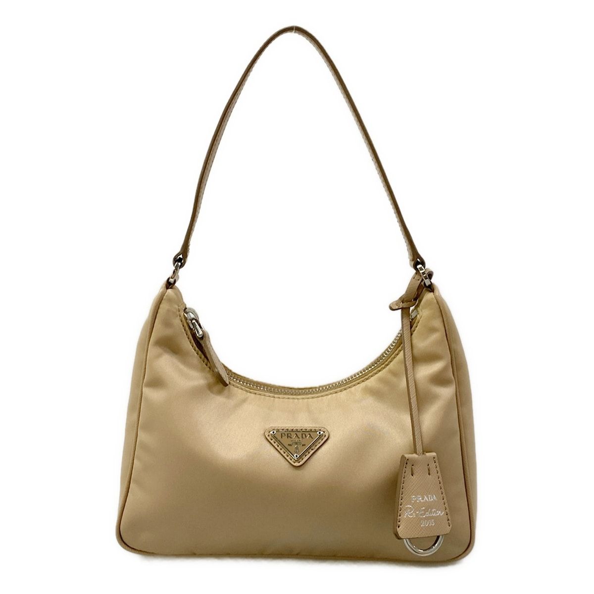 Prada Handbag Beige Re Edition Leather