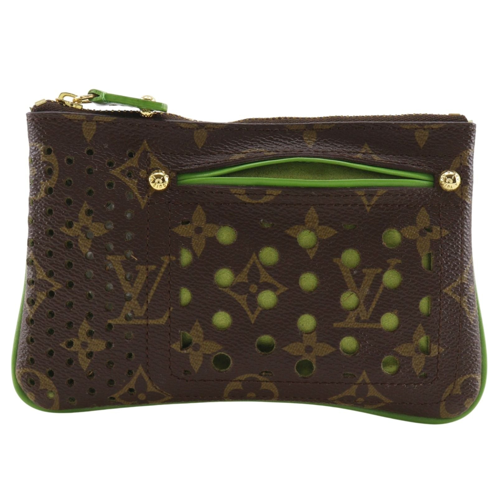 Louis Vuitton Pochette Pratt Monogram Perfo Canvas Vert Brown Pouch