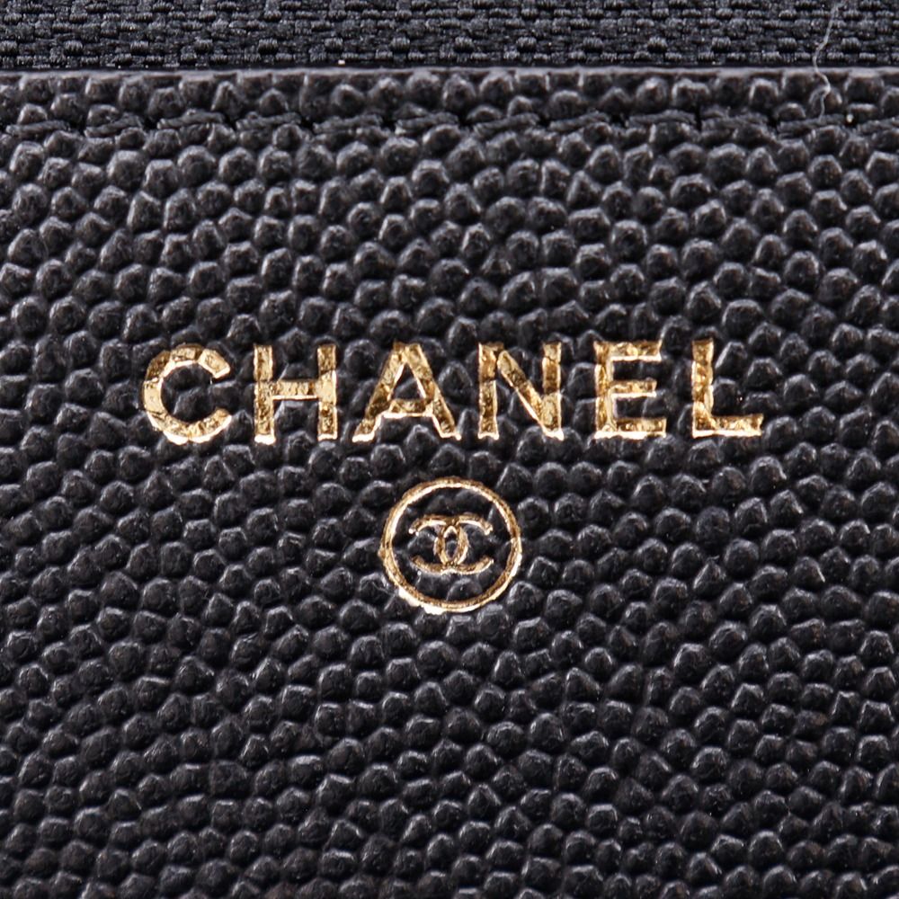 Chanel Mademoiselle Quilted Caviar Leather Black Chain Wallet Shoulder — view 9