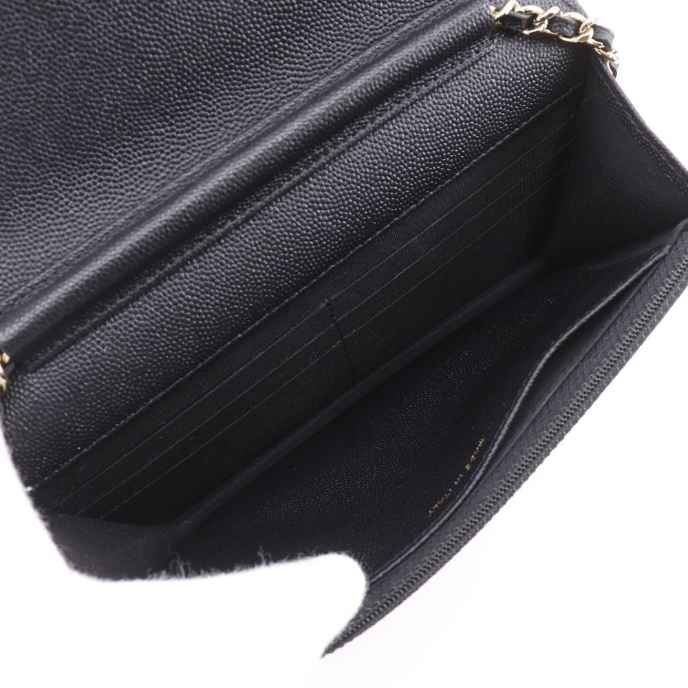 Chanel Mademoiselle Quilted Caviar Leather Black Chain Wallet Shoulder — view 5