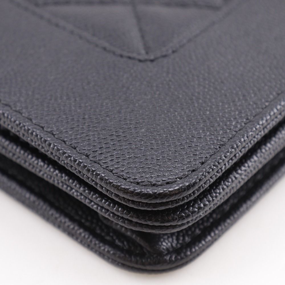 Chanel Mademoiselle Quilted Caviar Leather Black Chain Wallet Shoulder — view 4