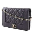 Chanel Mademoiselle Quilted Caviar Leather Black Chain Wallet Shoulder — view 2