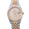 Rolex Datejust S No SS 18k Yellow Gold Watch Ivory Dial Pyramid