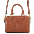 Celine Handbag Cuill Triomphe Small Boston Smooth Calf Leather 2-Way Brown