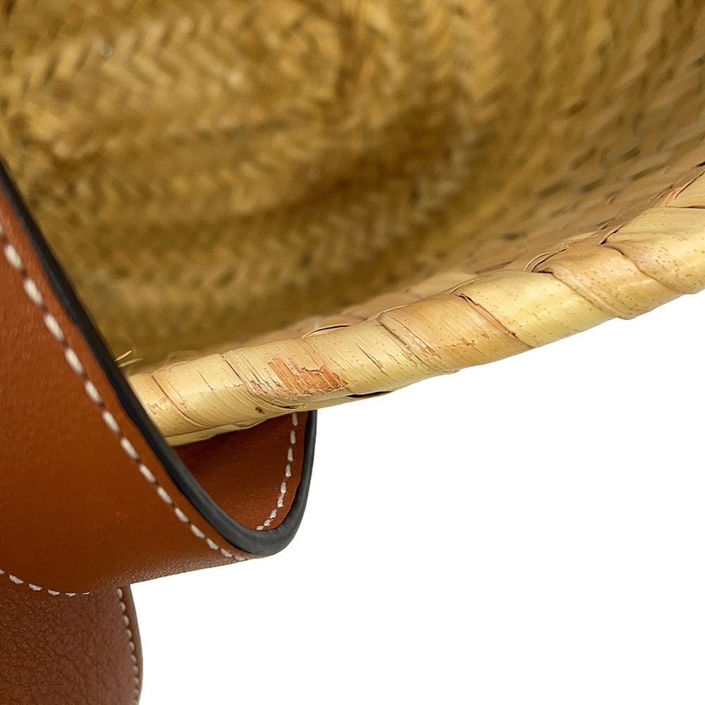 Loewe Tote Anagram Raffia Leather Basket — view 9