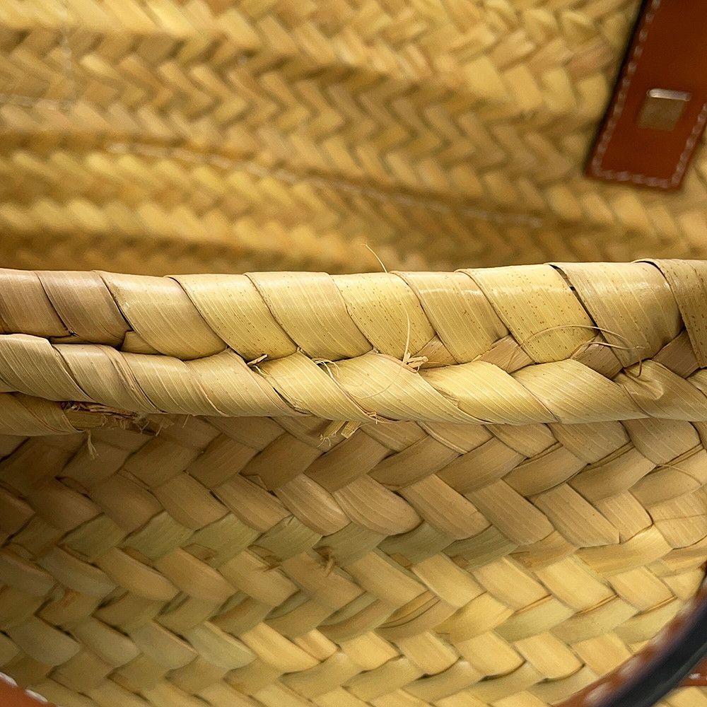 Loewe Tote Anagram Raffia Leather Basket — view 8