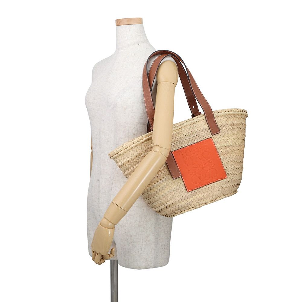 Loewe Tote Anagram Raffia Leather Basket — view 4