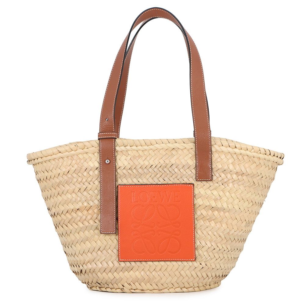 Loewe Tote Anagram Raffia Leather Basket