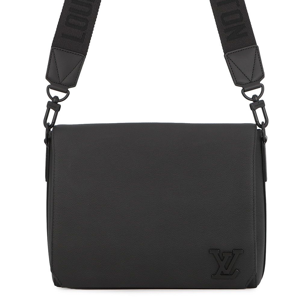 Louis Vuitton Shoulder Bag Gray Leather Takeoff Messenger Black