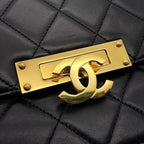 Chanel Chain Shoulder Bag Quilted CC Logo Coco Lock Double Black — view 8