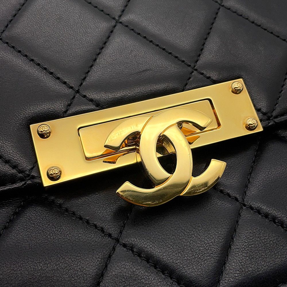 Chanel Chain Shoulder Bag Quilted CC Logo Coco Lock Double Black — view 8