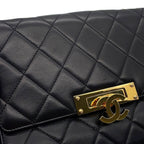 Chanel Chain Shoulder Bag Quilted CC Logo Coco Lock Double Black — view 7