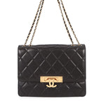 Chanel Chain Shoulder Bag Quilted CC Logo Coco Lock Double Black