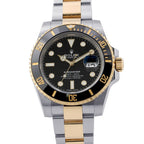 Rolex Submariner Date SS 18k Yellow Gold Watch Black Dial